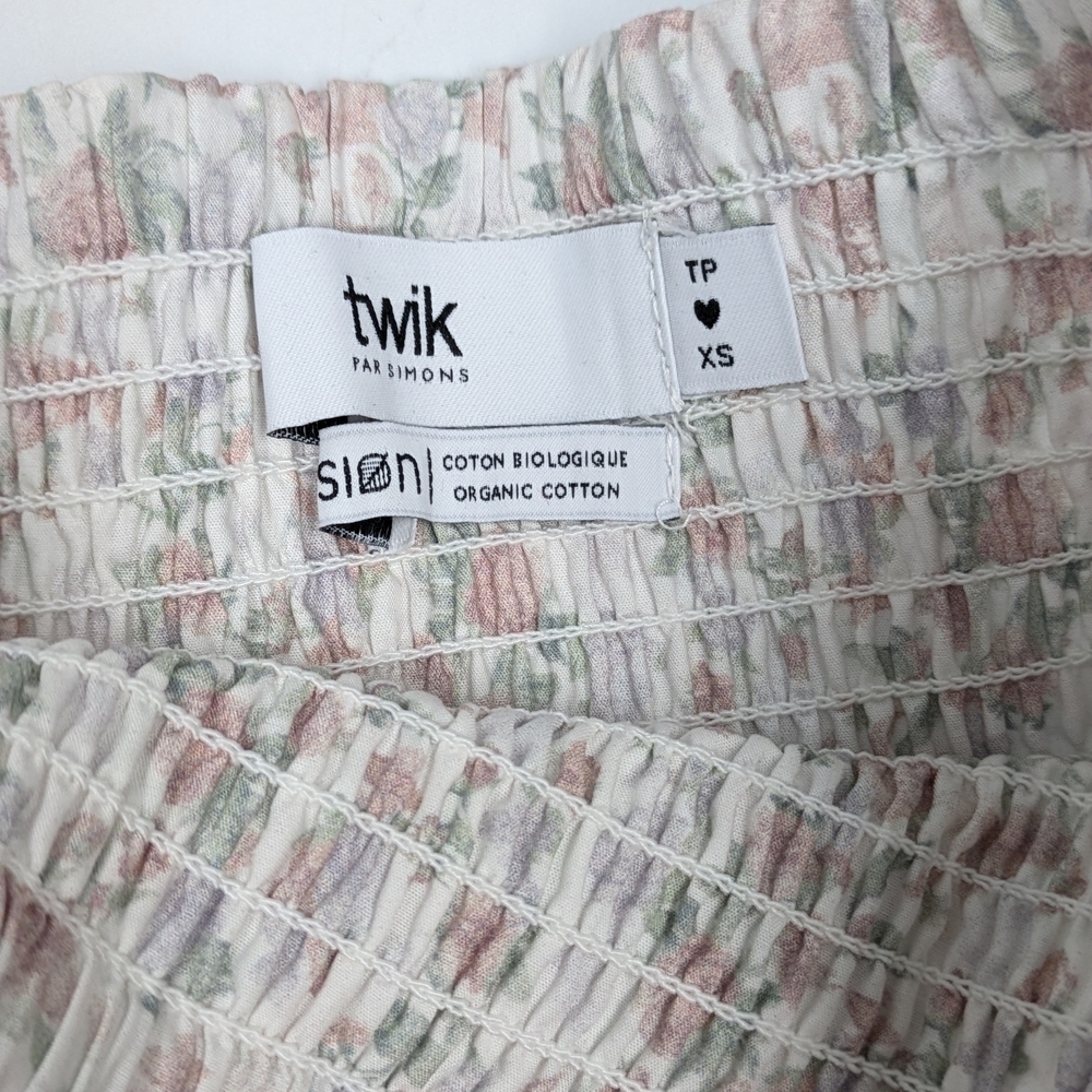 Simons Twik floral ruffled smocked mini skirt size XS - Picture 4 of 11